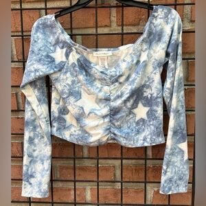 Miley & Molly Blue Star Long Sleeve Crop Top